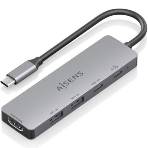 AISENS ASUC-5P028-GR replicatore di porte e docking station per laptop Cablato USB 3.2 Gen 1 (3.1 Gen 1) Type-C Grigio Aisens Dockstation Aisens ASUC-