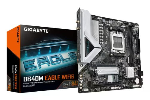GIGABYTE B840M EAGLE WIFI6 Scheda Madre – CPU AMD Ryzen 9000, VRM a 5+2+2 fasi, fino a 7600 MHz DDR5 (O.C.), 1 x M GIGABYTE B840M EAGLE WIFI6 Scheda M