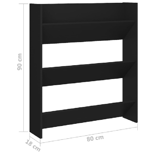 vidaXL Scarpiera a Muro Nero 80x18x90 cm in Truciolato
