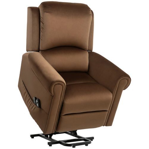 PG Convenienza Poltrona Alzapersona Reclinabile a 135° e Massaggiante con Telecomando, 88x92x106 cm, Marrone Scuro