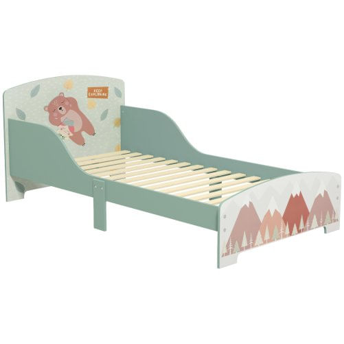 PG Convenienza Letto per Bambini 3-6 Anni con Bordi Rialzati, Doghe e Fantasia con Animali, 140x70 cm, Verde