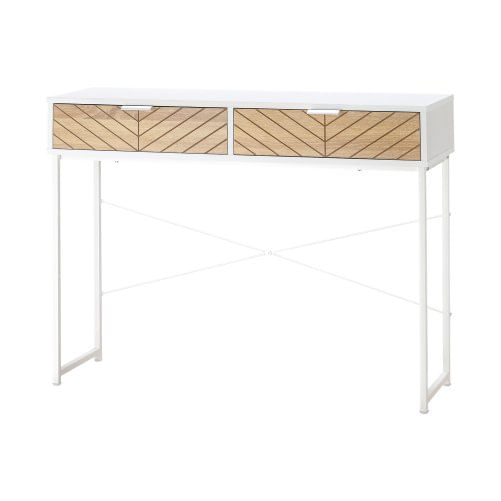 PG Convenienza Consolle Moderna per Ingresso e Soggiorno con 2 Cassetti in Metallo 100x30x75cm - Bianco