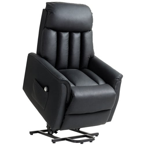 PG Convenienza Poltrona Relax Reclinabile Alzapersone Elettrica con Telecomando e Poggiapiedi, 80x94x104 cm Nero