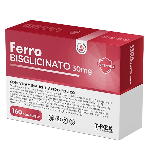 Ferro Integratore 30 mg Con Acido Folico e Vitamina B2 160 compresse