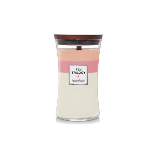 WoodWick Blooming Orchard Trilogy Large Jar candela di cera Rotondo Pesca, Rosa, Bianco 1 pz WOODWICK CANDELA GRANDE TRILOGY Blooming Orchard