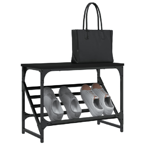 vidaXL Scarpiera Nera 60x30x45 cm in Legno Multistrato