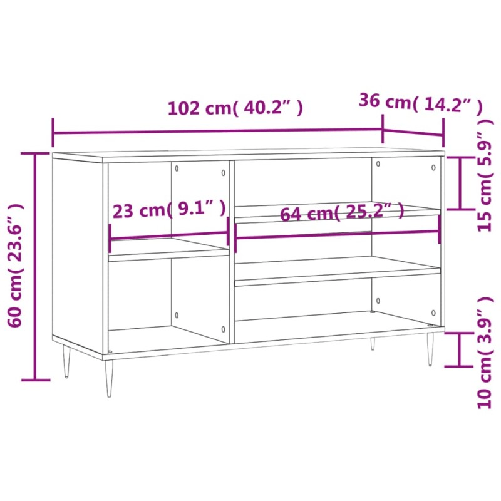 vidaXL Scarpiera Bianco Lucido 102x36x60 cm in Legno ingegnerizzato
