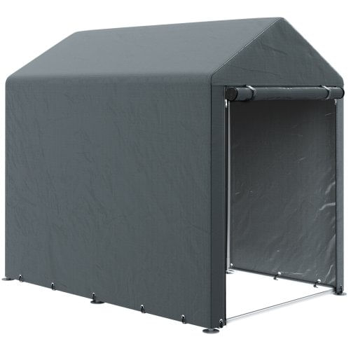 PG Convenienza Capanno Attrezzi Tenda Garage con Copertura Anti UV e Telaio in Metallo, 120x179x165cm, Grigio Chiaro PG Convenienza Capanno Attrezzi a