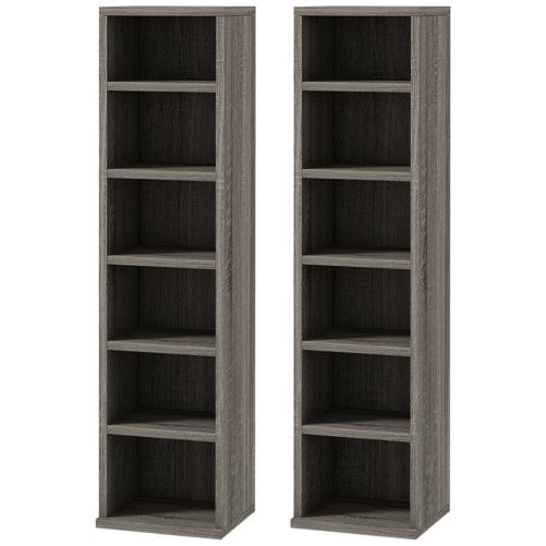 PG Convenienza Set di 2 Scaffali Porta CD con Mensole Regolabili per 204 CD, 21x22.5x88.5 cm, Colore Legno PG Convenienza Set di 2 Scaffali Porta CD c