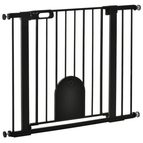 PG Convenienza Cancelletto per Cani Estensibile con Porta a Chiusura Automatica, in Metallo e ABS, 75-131x76 cm, Bianco PG Convenienza Cancellino per