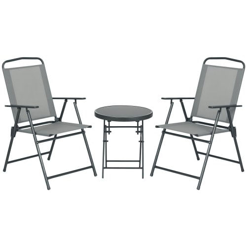 PG Convenienza Set da Giardino 3 Pezzi in Acciaio con 2 Sedie Pieghevoli in Tessuto Traspirante e Tavolo Rotondo PG Convenienza Set da Giardino 3 Pezz