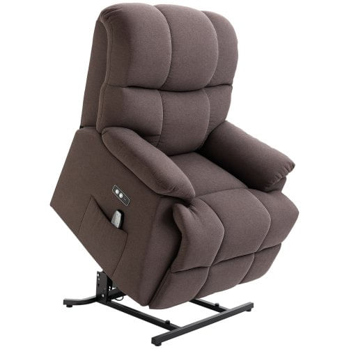 PG Convenienza Poltrona Alzapersona con Poggiapiedi, in Tessuto Effetto Lino, 84x96x100 cm, Grigio Scuro PG Convenienza Poltrona Elettrica Alzapersona