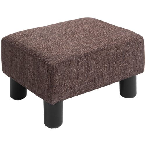 PG Convenienza Pouf Poggiapiedi in Tessuto Effetto Lino Imbottito, 40x30x24cm, Marrone Scuro