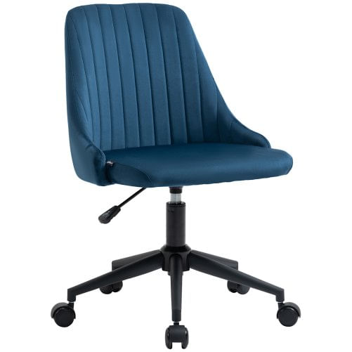 PG Convenienza Sedia da Ufficio in Velluto Blu con Altezza Regolabile, Sedia Ergonomica Girevole a 360° e Ruote, 50x58x77-87cm
