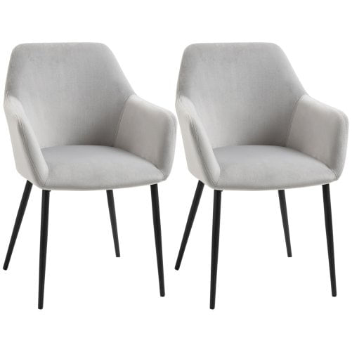 PG Convenienza Set 2 Sedie da Pranzo Nordiche Imbottite con Braccioli Ricurvi in Tessuto Effetto Velluto, 54x57x80 cm, Crema PG Convenienza Set 2 Sedi