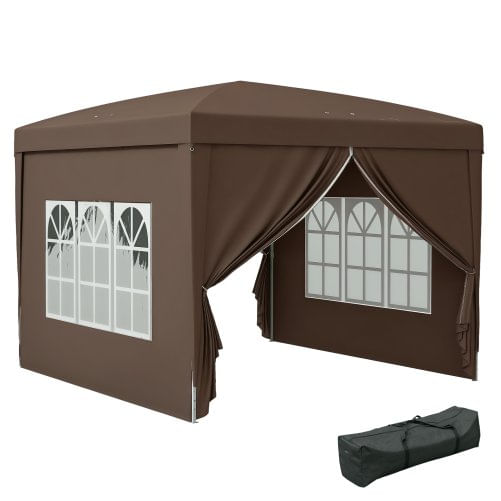 PG Convenienza Gazebo da Esterno 3x3 m Pieghevole con 4 Pannelli Laterali, in Acciaio e Tessuto Oxford Grigio PG Convenienza Gazebo da Esterno 3x3 m P