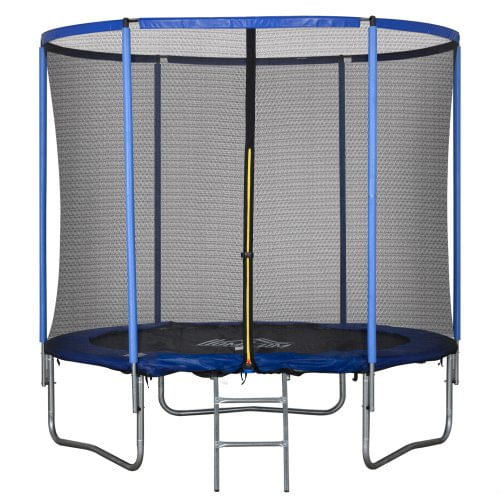 PG Convenienza Trampolino Elastico da Esterno, Tappeto Elastico per Bambini e Adulti da Giardino con Rete di Sicurezza, Scaletta e Bordo Imbottito, Gi