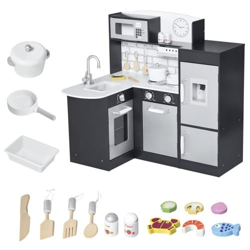 PG Convenienza Cucina Accessoriata per Bambini 3+ Argento PG Convenienza Cucina Giocattolo per Bambini in Legno con 14 Accessori, Forno, Lavandino, Fr
