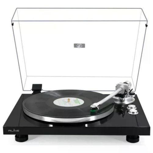 Rline Giradischi Bluetooth Nero Lucido, Testina Magnetica, Preamplificatore ON-OFF