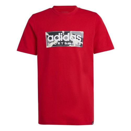 Maglia a Maniche Corte per Bambini Adidas Camo Linear 11-12 anni Rosso