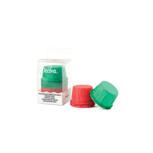 Decoration With Light Decora 0339815 stampo da forno Tazze per cupcake/muffin 25 pz DECORA 25 PIROTTINI CARTA RIGIDI VERDE ROSSO 5cm