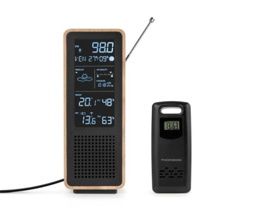 THOMSON Altoparlante Bluetooth Thomson con stazione meteo e radio FM - Potenza musicale 15 W Altoparlante Bluetooth Thomson con stazione meteo e radio