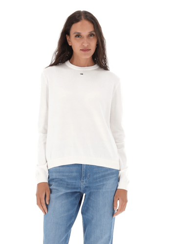 MAGLIA MAGLIE MAGLIONE DONNA TOMMY JEANS DW0DW20159 BIANCO ORIGINALE AI 2026 S Bianco