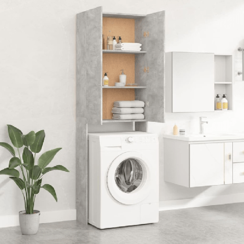 vidaXL Mobile per Lavatrice Grigio Cemento 64x25,5x190cm