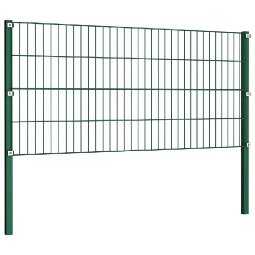 vidaXL Pannello di Recinzione con Pali in Ferro 13,6x0,8 m Verde