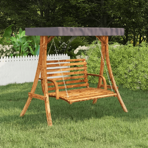 vidaXL Altalena con Tetto Antracite Legno Ricurvo con Finitura Teak