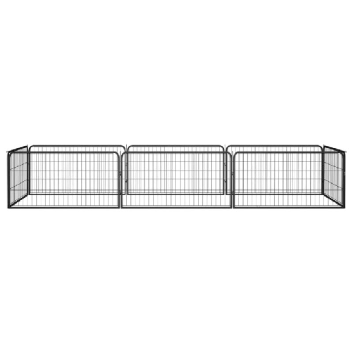 Box Cani 8 Pannelli Nero 100x50 cm Acciaio Verniciato Polvere