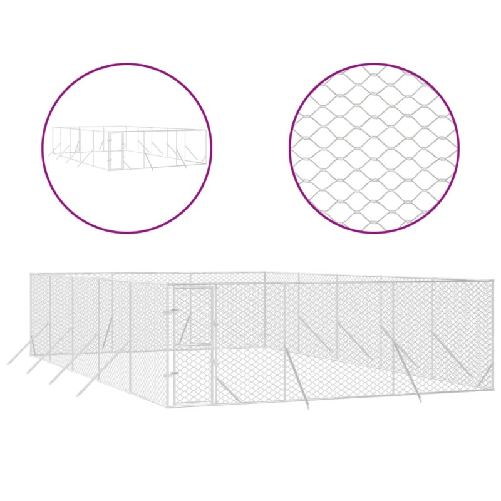 vidaXL Cuccia per Cani da Esterno Argento 6x10x2 m in Acciaio Zincato