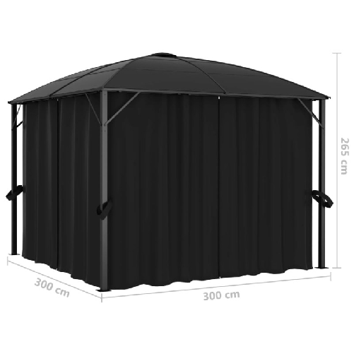 vidaXL Gazebo con Tende 300x300x265 cm Antracite