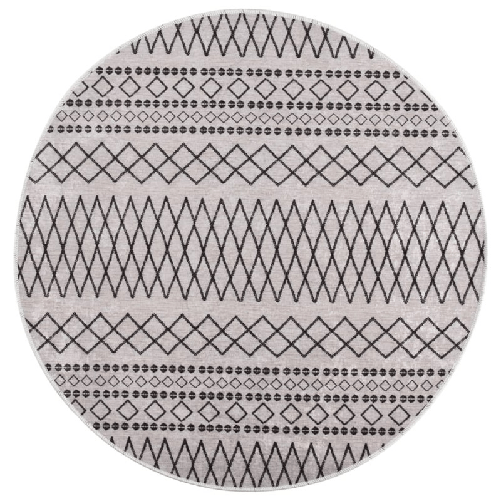 vidaXL Tappeto Lavabile φ120 cm Nero e Bianco Antiscivolo