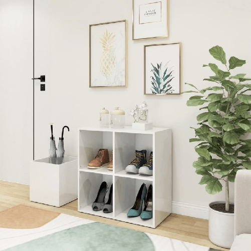 vidaXL Scarpiera da Ingresso Bianco Lucido 105x35,5x70cm in Truciolato