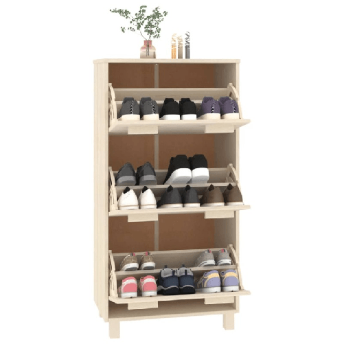 vidaXL Scarpiera HAMAR Miele 59,5x35x117 cm in Legno Massello di Pino