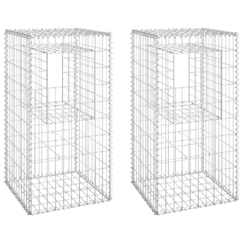 vidaXL Cesti a Gabbione a Torre 2 pz 50x50x100 cm in Ferro