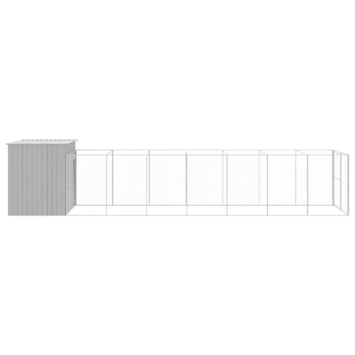 vidaXL Casetta Cani Corsa Grigio Chiaro 214x865x181 cm Acciaio Zincato