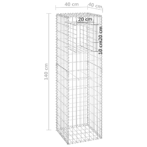 Cesti a Gabbione a Torre 2 pz 40x40x140 cm in Ferro