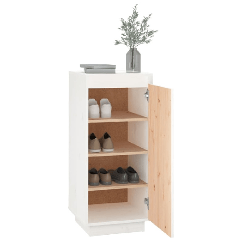 vidaXL Scarpiera Bianca 35x35x80 cm in Legno Massello di Pino