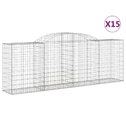 vidaXL Cesti Gabbioni ad Arco 15 pz 300x50x100/120 cm Ferro Zincato