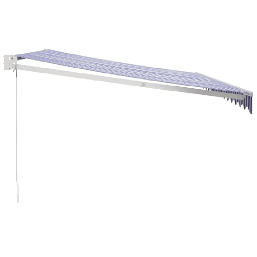 Tenda da Sole Retrattile Blu e Bianca 4x3 m Tessuto e Alluminio