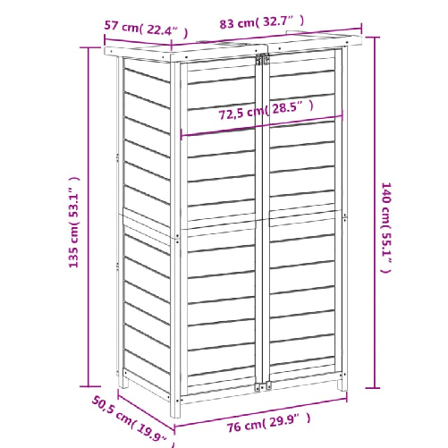 vidaXL Rimessa da Giardino Marrone 83x57x140 cm Legno Massello di Pino