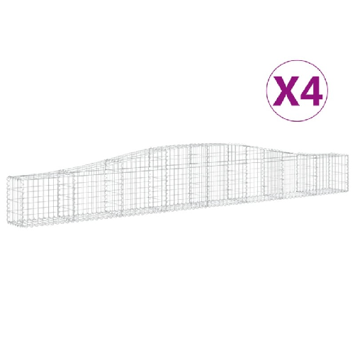 vidaXL Cesti Gabbioni ad Arco 4 pz 400x30x40/60 cm Ferro Zincato