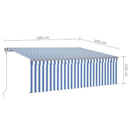 Tenda Sole Retrattile Automatica con Parasole 4x3m Blu Bianca