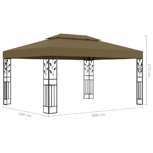 vidaXL Gazebo con Tetto Doppio e Luci LED 3x4 m Grigio Talpa