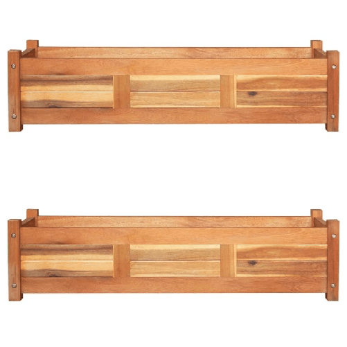 vidaXL Letti Rialzati da Giardino 2 pz in Legno di Acacia 100x30x25 cm