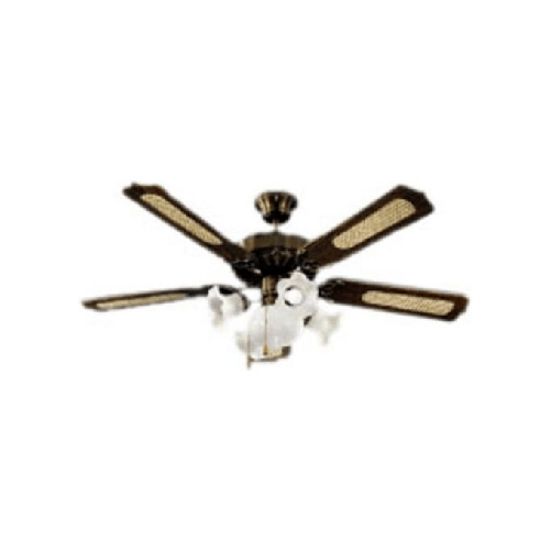 Perenz 7066OB Ventilatore da Soffitto 5 Pale Diametro 130cm Kit Luce Ottone Brunito Perenz 7066 Noce