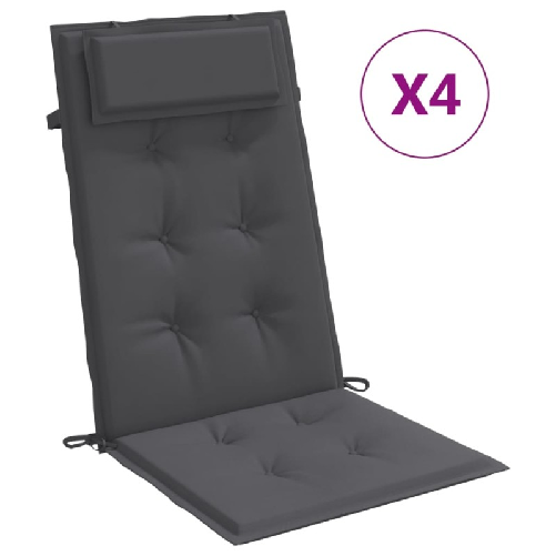 vidaXL Cuscini per Sedia Schienale Alto 4 pz Antracite Tessuto Oxford