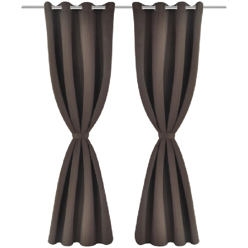 2 Pz Tende Oscuranti con Occhielli in Metallo 135x175cm Marroni